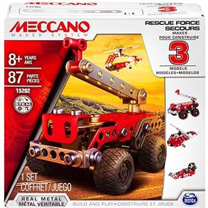 MECCANO - Hulpvoertuigen met 3 modellen - 3 modellen van reddingsvoertuigen om te bouwen - Bouwspel met 2 gereedschappen en 87 onderdelen - 6026714 - Speelgoed voor kinderen vanaf 10 jaar