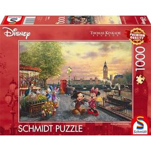 Schmidt Spiele 58044 Thomas Kinkade, Disney, Mickey en Minnie uit Londen, 1000 stukjes, meerkleurig, normaal