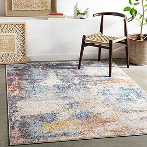 Surya Clearwater Abstract tapijt voor woonkamer, eetkamer, woonkamer, nachtkastje, modern zacht marmeren tapijt, luxueus en onderhoudsvriendelijk, groot blauw tapijt, 157 x 213 cm