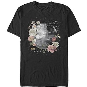 Star Wars Unisex Floral Death Star Organic T-shirt met korte mouwen, zwart, XL, SCHWARZ