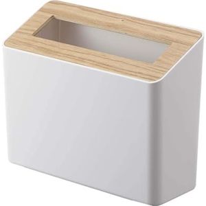 Yamazaki RIN 5231 RIN tafel Trash Can van kunsthars, ABS/hout, minimalistisch design, wit, 22 x 9 x 15,5 cm (l x b x h)