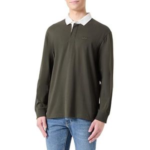 Lee Ls Contrast Collar Poloshirt voor heren, Olijfgroen