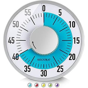 Secura 60 minuten visuele timer, mechanische countdown 15,2 cm voor lesgeven, vergaderingen, keuken, werk, timer met magnetische achterkant (blauw)