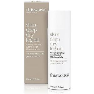 This Works Skin Deep Dry Leg Oil, 150 ml, lichaamsolie voor de droge huid, voedende lichaamsvochtinbrengende crème verrijkt met 19 etherische oliën, waaronder sandelhoutolie, jojoba, noten