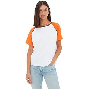 Trendyol Trendyol Gebreid damesshirt met ronde hals, standaard, 1 stuk, Oranje