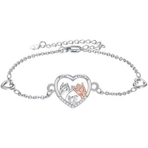 YFN Maanfase/Tulp/Kat/Maan/Ster/Vlinder/Rozetten/Broer Sterling Zilveren Armband Maan Moederdag Sieraden voor Moeder, Sterling zilver, Geen edelsteen