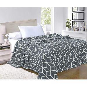 Elegant Comfort ™ Luxe zachte en fluweelzachte flanellen deken van superzacht en pluche microvelours, zeer groot bed / zeer groot bed Californië grijs