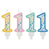 Folat 24171 Sprinkles taartkaars cijfer 1 assortiment verjaardagskaarsen 9 cm voor verjaardag, verjaardagsdecoratie voor kinderen, feesten, bruiloften, bedrijfsfeesten,