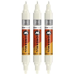 Molotow One4All Twin Marker 3-delige set (lijndikte 1,5 mm en 4 mm, zeer dekkend en permanent) kleur 229 natuurlijk wit