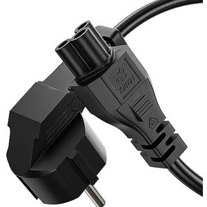 conecto Stroomkabel, geaarde stekker 90° naar IEC C5 90° stekker, euro netsnoer voor huishoudelijke apparaten, 3,00 m, zwart