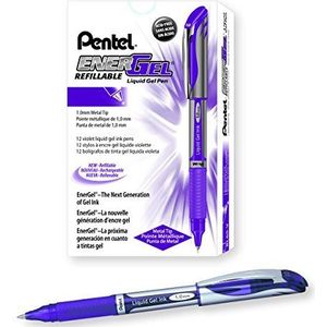 Pentel Energel Roller, navulbaar, medium punt, violet, 12 stuks