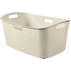 CURVER My Style Wasmand, 47 l, schone en vuile was, ergonomische handgrepen, mand voor badkamer of bijkeuken, 70% gerecycled, 60 x 39 x 27,8 cm, ivoorkleurig