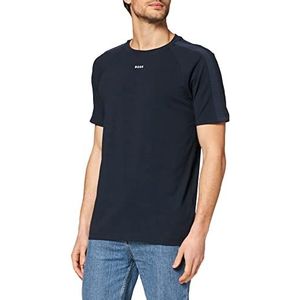 BOSS Uniseks T-shirt van katoen stretch met veelkleurig logo, Navy410