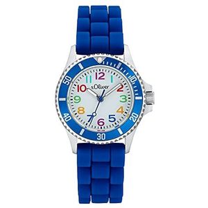 s.Oliver Horloge Jongens Kinderen Quartz horloge Analoog, met Silicone Armband, Blauw, 3 bar Wasserdicht, Wordt geleverd in een Watches Gift Box, 2033504
