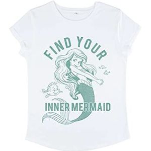 Disney The Little Mermaid – Spirit Animal Women's Organic Rolld Sleeve T-Shirt dames, wit, M, Wit