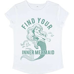 Disney The Little Mermaid – Spirit Animal Women's Organic Rolld Sleeve T-Shirt dames, wit, XL, Wit