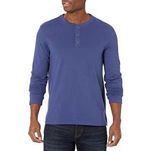 Lee Henley-T-shirt à Manches Longues Doux en Coton Lavage Chemise Homme, bleu, 3XL