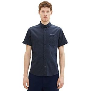 TOM TAILOR 1038458 Herenhemd, 29632 – structuur met stippen, marineblauw/mint