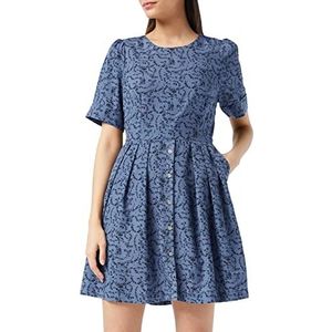 Louche kitty-spring-floral dames jurk, Blauw