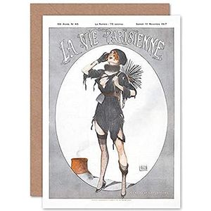 La Vie Parisenne Chimney Sweep Pin Up Magazine Cover Sealed Greeting Card Plus Envelop Blank Inside Cover Magazine Cover