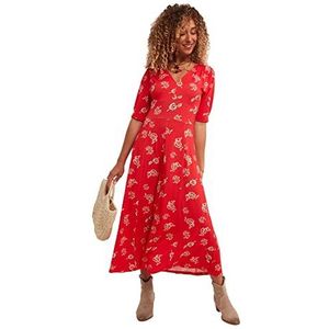 Joe Browns Dames single jersey jurk met V-hals en brede taille casual jurk (1 stuk), Rood