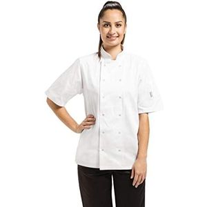 Whites Chefs Vegas keukenjas, polykatoen, korte mouwen, S, wit, bovenwijdte: 92-97 cm, dubbele rij knopen, machinewasbaar, A211-S