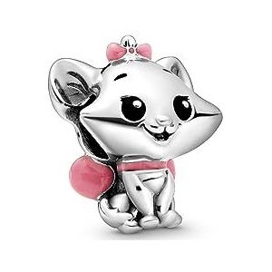 Disney Marie Charm van sterling zilver met zwart en roze email, Eén maat, metaal, niet van toepassing., Eén maat, metaal, niet van toepassing.