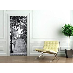 3D-effect deursticker, Trompe L'eil voor deur, decoratie voor deur, keuken, woonkamer, slaapkamer, badkamer, stijl behang voor muren, Parijse trap, 204 x 83 cm