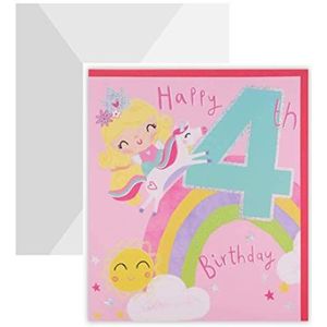 Clintons: Regenboog en eenhoorn, 4e verjaardag, meisje | voor haar, 137 x 159 mm, meerkleurig, 1165691