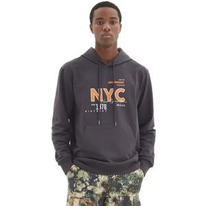 TRENDYOL MAN Sweatshirt van katoenmix, grijs, regular, antraciet, L, Anthrazit