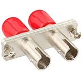 InLine Duplex St/St, multimode, met flange - adapter voor kabel (multimode, met flang, 2 x stuks, 2 x bus/bus), rood, zilver