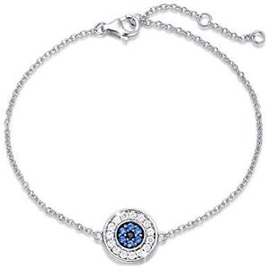 Nazar Turkse oogarmband, blauw, Nazar Boncuk, armband voor dames en meisjes, verstelbare armband, 15 + 3 cm, Metaal, Kubieke zirkonia