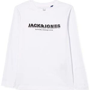 JACK&JONES JUNIOR Jcospring Piping Ls Crew Neck Jr Shirt met lange mouwen, Wit