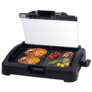 BEPER 90.871 Elektrische grill met deksel, grillrooster, anti-aanbaklaag, afneembaar van de grill, 2200 W