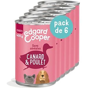 Edgard & Cooper Patée Box voor puppy's, hond, junior, zonder granen, natuurlijk voer, 400 g x 6 verse eend/kip, gezonde voeding, smakelijke en evenwichtige eiwitten van hoge kwaliteit