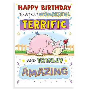 Regal Publishing Grappige verjaardagskaart met opschrift ""Pig Drink Wine"", 17,8 x 12,7 cm
