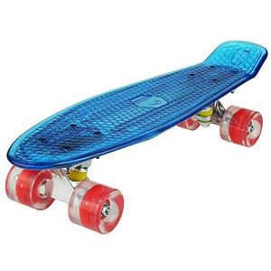 WeSkate Ywhb-35 Skateboard van polycarbonaat kunststof, 22 inch, blauw, rode wielen, met LED en USB