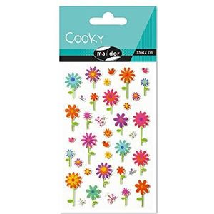 Maildor 560356C – een zak met 3D Cooky stickers, 1 plank, 7,5 x 12 cm, bloemen (37 stickers)