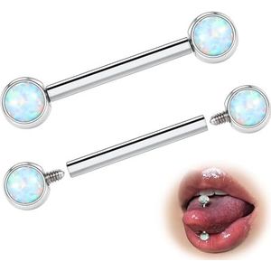 ESHIONER G23 2 stuks titanium tongpiercings 14 g 12/14/16/18 mm 4/5 mm rechte ballen, Titanium, Geen edelsteen