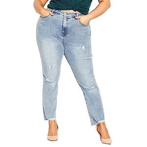 CITY CHIC City Chic H-jeans met split op de dijen, damesjeans, lichte denim