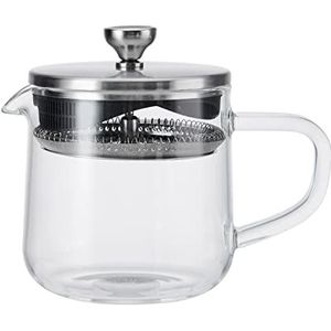 La Cafetière Theepot 2 kopjes/550 ml met deksel, hittebestendige glazen thee-ei met geïntegreerd roestvrijstalen filter voor theebladeren en gemalen koffie-infusies