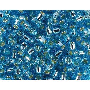 Perles japonaises cylindre Treasure argenté bleu 3,3mm.8/0 100gr.
