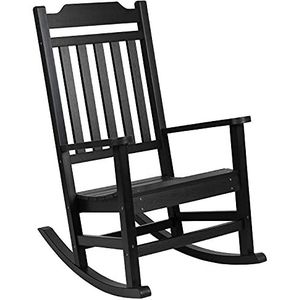 Flash Furniture Winston schommelstoel van polyhars en hout, voor alle seizoenen