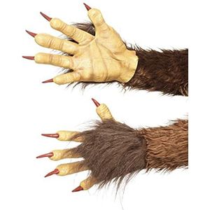 Smiffys handschoenen Krampus / Demo bruin latex met bont