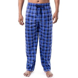 Izod Pantalon de pyjama en polaire soyeuse pour homme, Bleu/noir à carreaux, S
