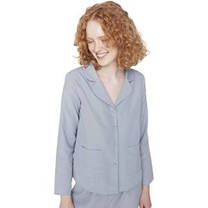 Trendyol Dames pyjama set effen blauw 68, Blauw