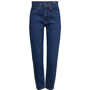 ESPRIT Mom jeans met hoge taille, Donkerblauw gewassen