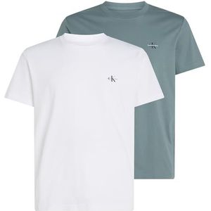 CK JEANS Lot de 2 t-shirts monologo pour homme J30J320199, blanc (Bright White/Trooper), XXS, Blanc (Bright White/Trooper), XXS