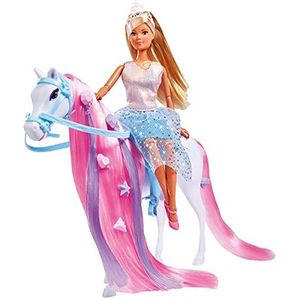 Simba - Steffi Love prinses en paard – pop 29 cm – jurk + tiara – haaraccessoires inbegrepen – 105733519
