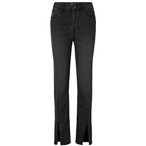 TOM TAILOR Denim Emma damesjeans met split, 10250 - destroyed black denim, 30, 10250 - Destroyed Black Denim